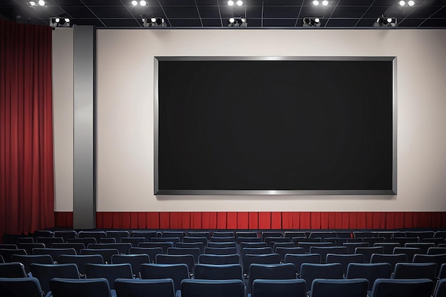 Cinema Mockup with Blank White Screen Template Background