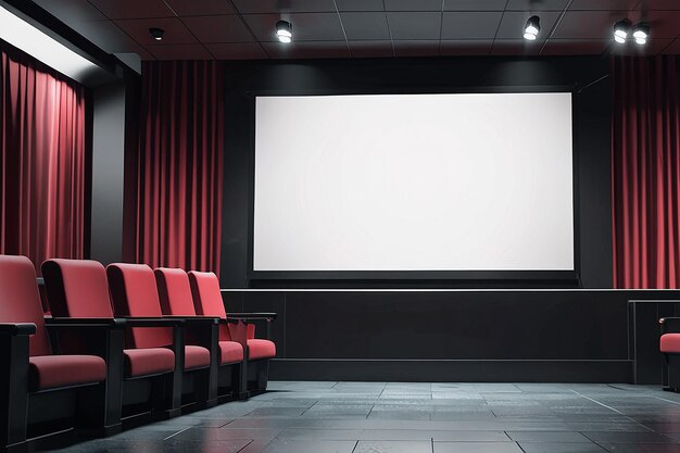 Photo cinema mockup with blank white screen template background