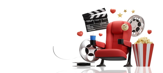 Cinema movie background concept Cinema seat watch movie concept with copy space 3D rendering