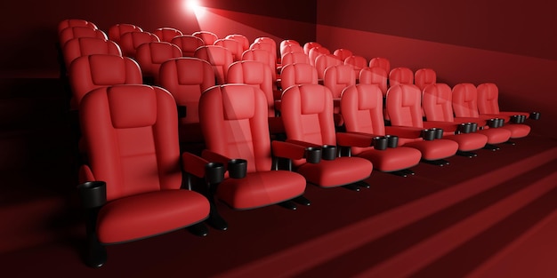 Cinema movie background concept Cinema seat watch movie concept with copy space 3D rendering