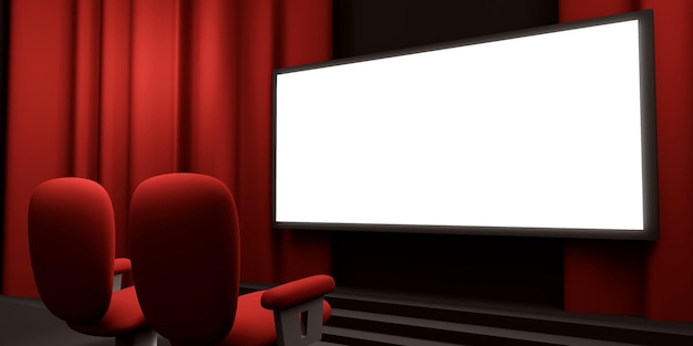 Cinema screen 3D rendering Cinema mockup screen 3D rendering