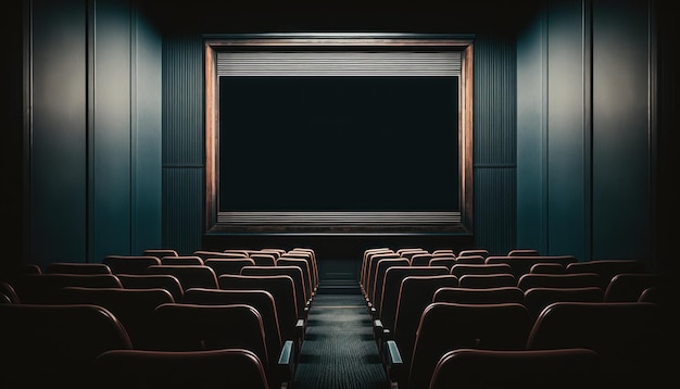 A cinema with a black screen generative Ai