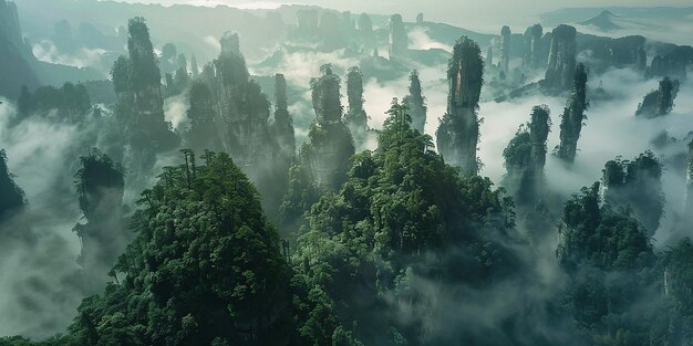 Photo cinematic beauty of zhangjiajie national forest park a natural wonderland