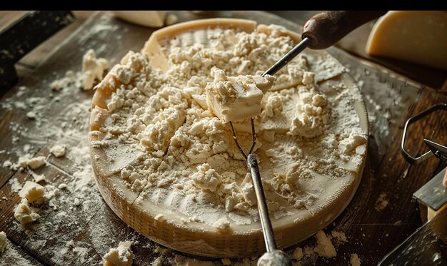 Cinematic Documentary Photography of a Parmesan Cheese Wheel