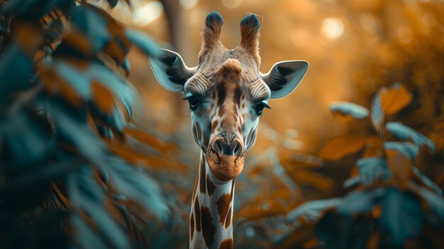 a cinematic and Dramatic portrait image for giraffe