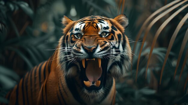 a cinematic and Dramatic portrait image for tiger