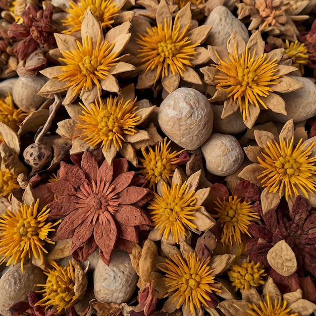 Photo cinematic dried autumn flowers representing indian sanchi