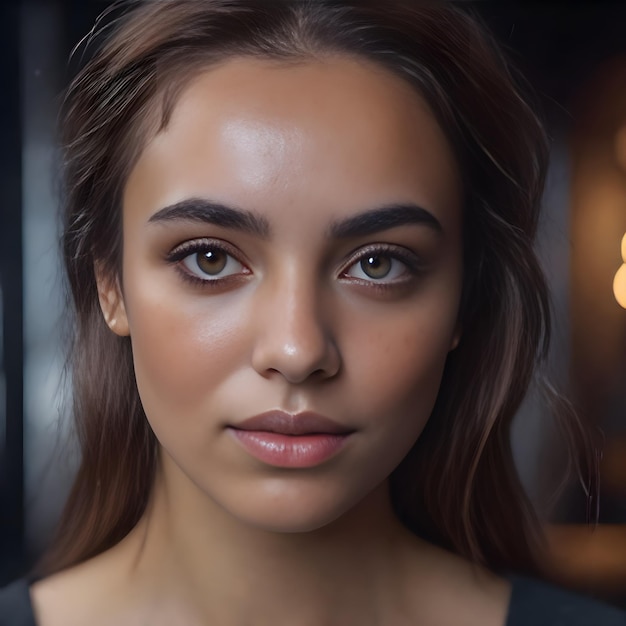 Cinematic look of a serious girl looking at the viewer