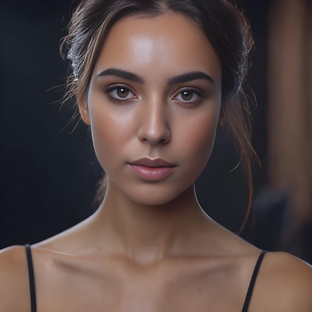 Cinematic look of a serious girl looking at the viewer