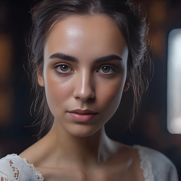 Cinematic look of a serious girl looking at the viewer