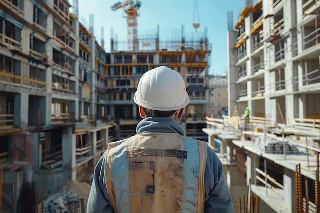 Cinematic Panoramic Image of MultiStory Public Building Construction Site