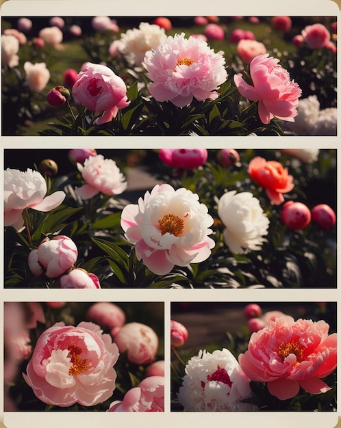 Photo cinematic peonies garden a vintage floral portrait in soft light