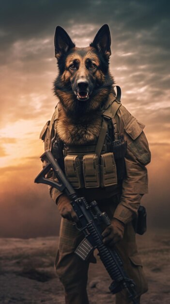 Photo cinematic photo battle dog battlefield dog vest tactical