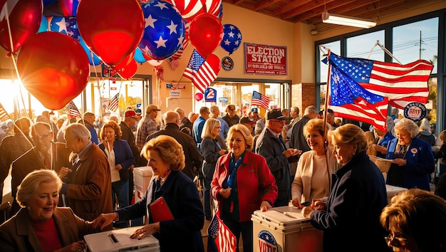 Photo a cinematic photo of election day captured in vivid digital photography sets the scene