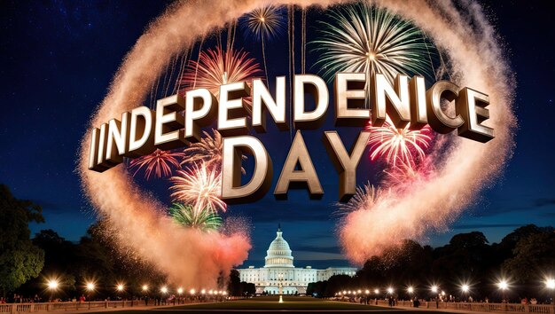 Photo a cinematic photograph of the words independence day written in bold metallic letters