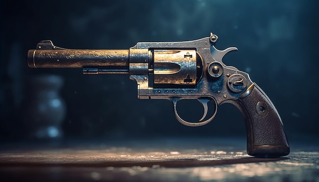 cinematic photography of a gun back in time with Generative AI technology