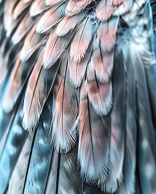 Photo cinematic photorealistic feather patterns with mystical environmental colors