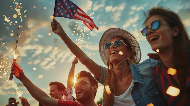 Cinematic portrait of people celebrating usa independence day national holiday