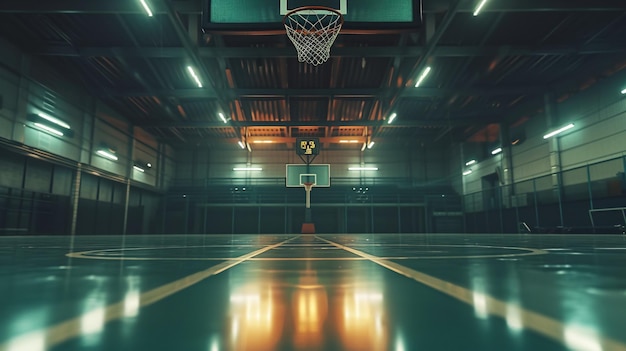 Cinematic View of an Empty Basketball Stadium