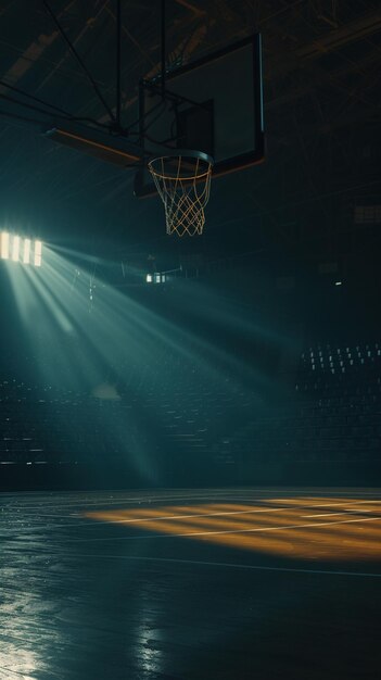 Cinematic View of an Empty Basketball Stadium