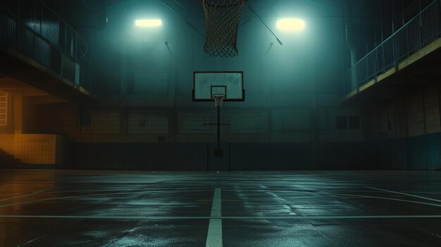 Cinematic View of an Empty Basketball Stadium