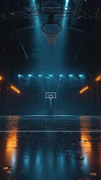 Cinematic View of an Empty Basketball Stadium