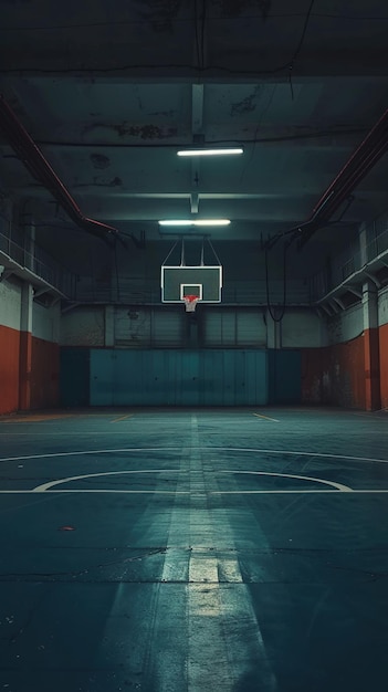 Cinematic View of an Empty Basketball Stadium