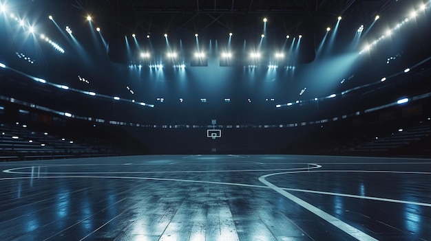 Cinematic View of an Empty Basketball Stadium