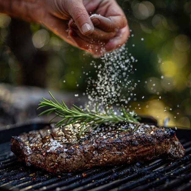 Photo cinematic view grilled meat