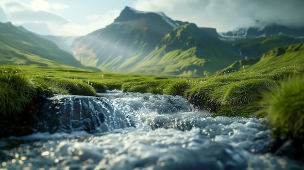 cinematic view of mountain and river