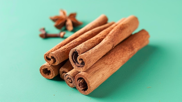 Cinnamon Bark Isolated on Flat Color Background Portrait