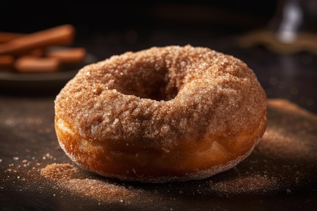 Cinnamon and cinnamon donut on a table