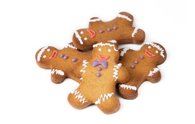 Cinnamon gingerbread cookie, cookie man on white background