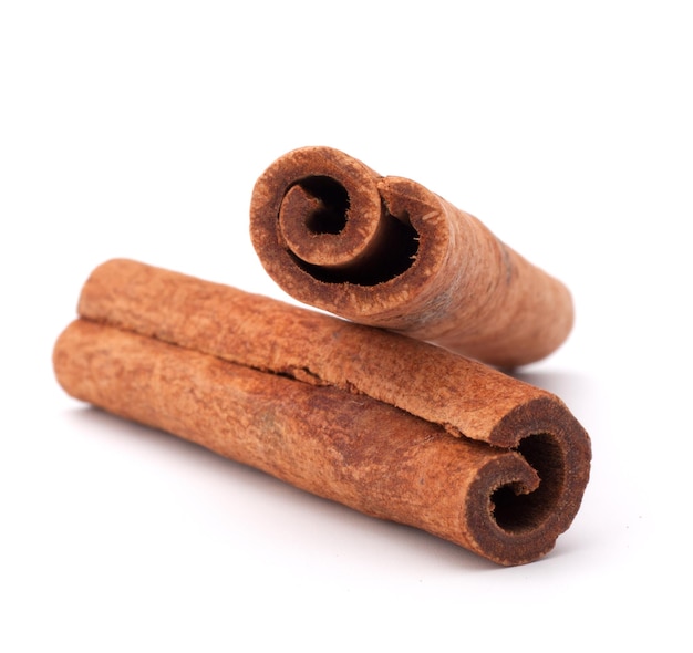 Cinnamon stick spice isolated on white background closeup