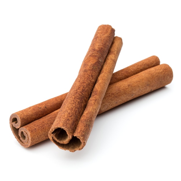 Cinnamon stick spice isolated on white background closeup