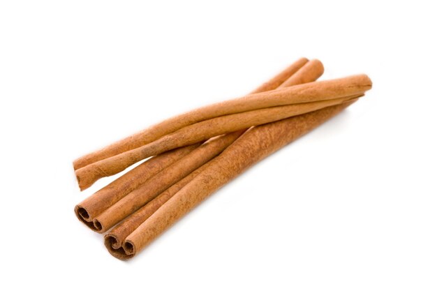 Cinnamon sticks bunch isolated on a white