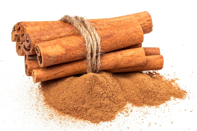 Cinnamon sticks isolated on white background with clipping path