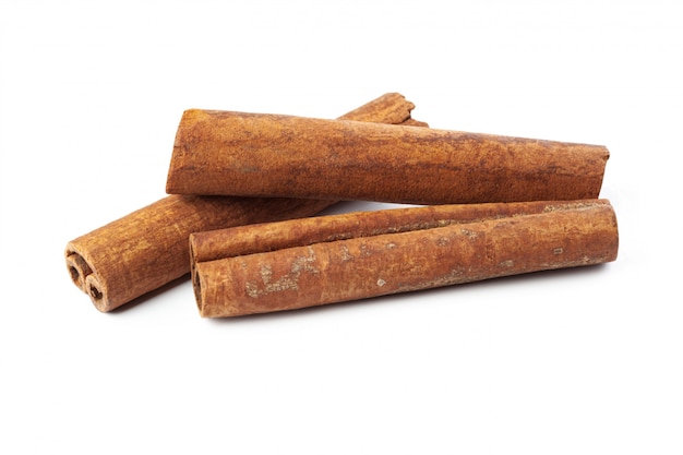 Cinnamon sticks isolated on white background