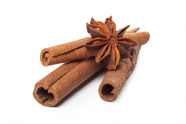 Cinnamon sticks isolated on white background