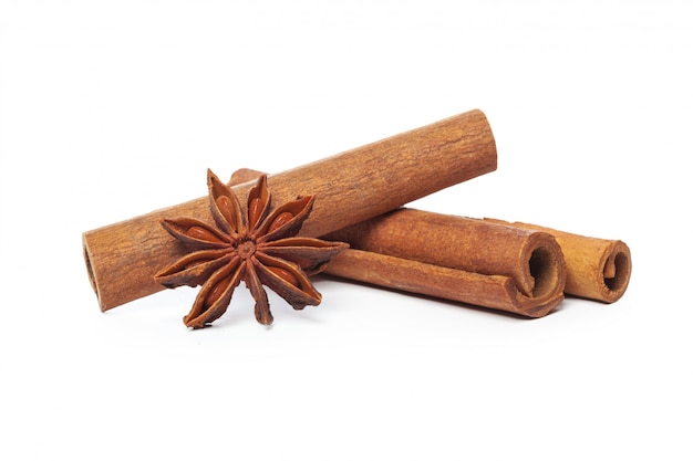 Cinnamon sticks isolated on white background