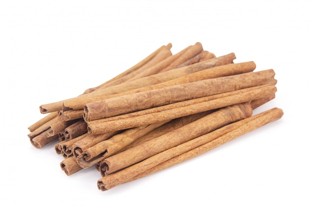 Cinnamon sticks isolated on white with clipping path.