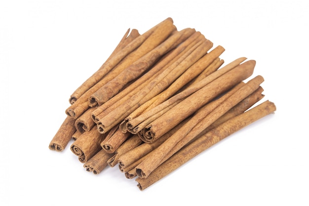 Cinnamon sticks isolated on white with clipping path.