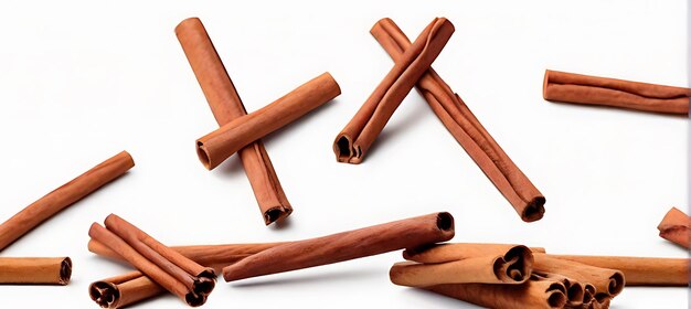 Photo cinnamon sticks on a white background