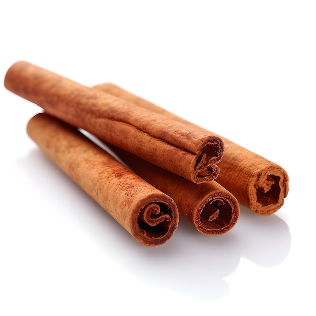 Cinnamon sticks on a white background