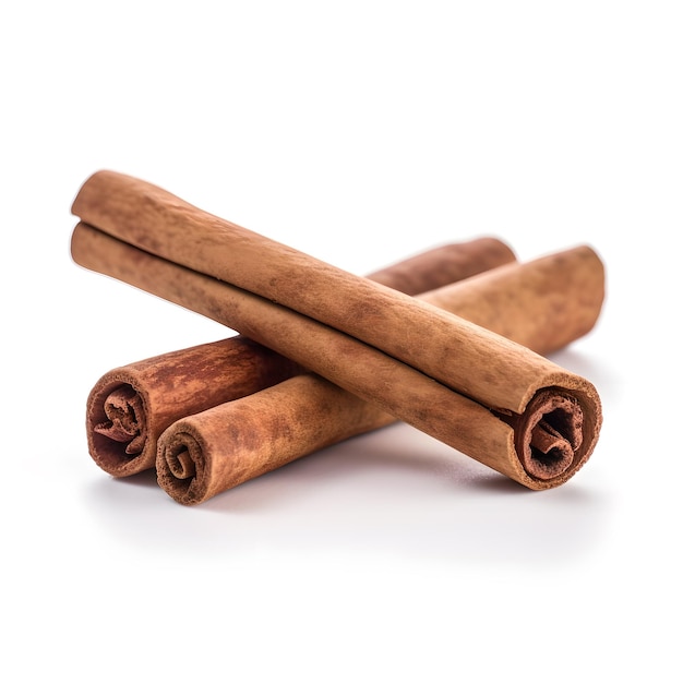 Cinnamon sticks on a white background