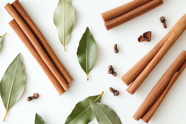 Photo cinnamon sticks with cinnamon sticks on a white background