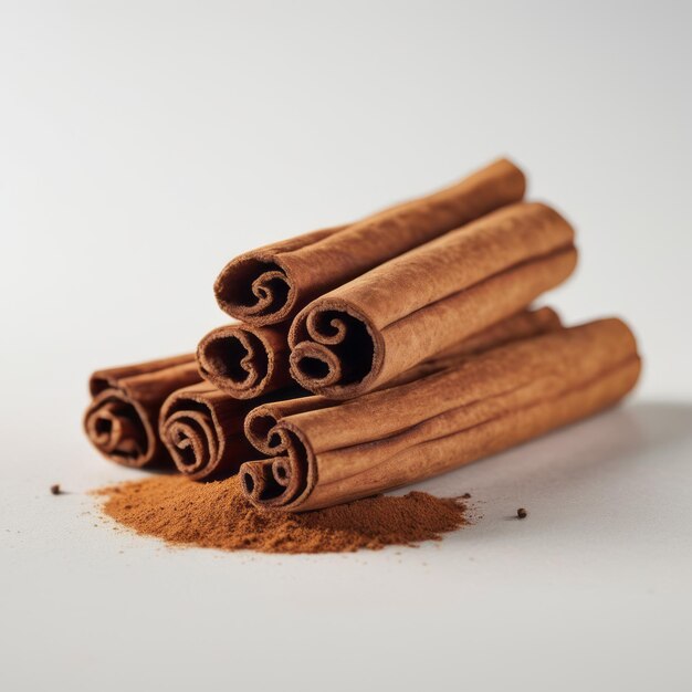 Photo cinnamon sticks with the word cinnamon on them