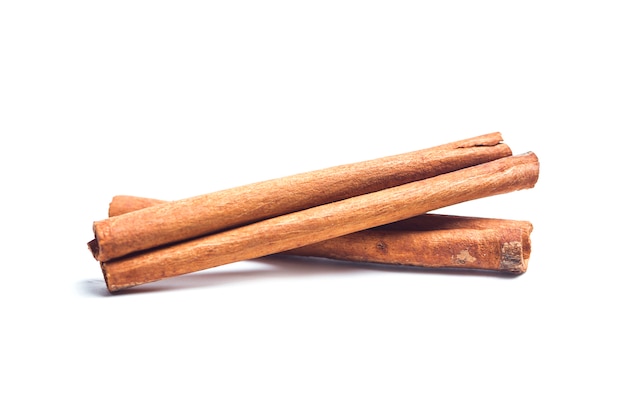 Cinnamon on white background