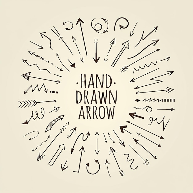 Photo a circle of arrows with a circle that says hand drawing on it