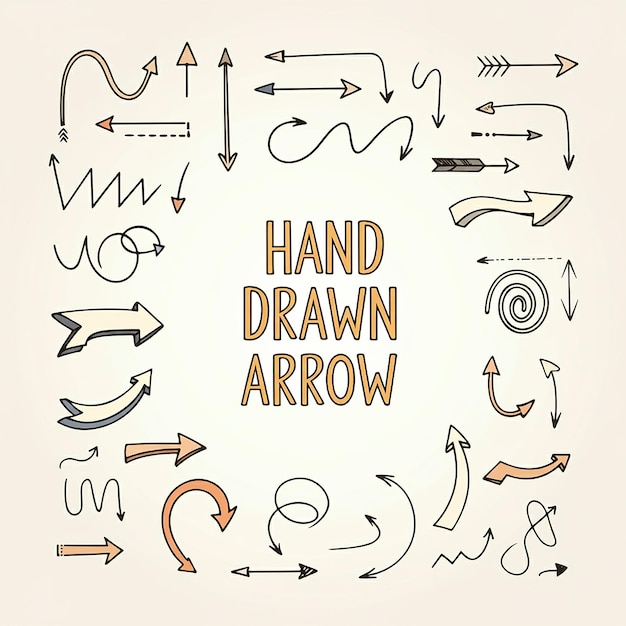 a circle of arrows with the words hand drawing on it